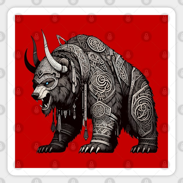 Norse Mythology Viking Warrior Bear Berserker Magnet by TomFrontierArt